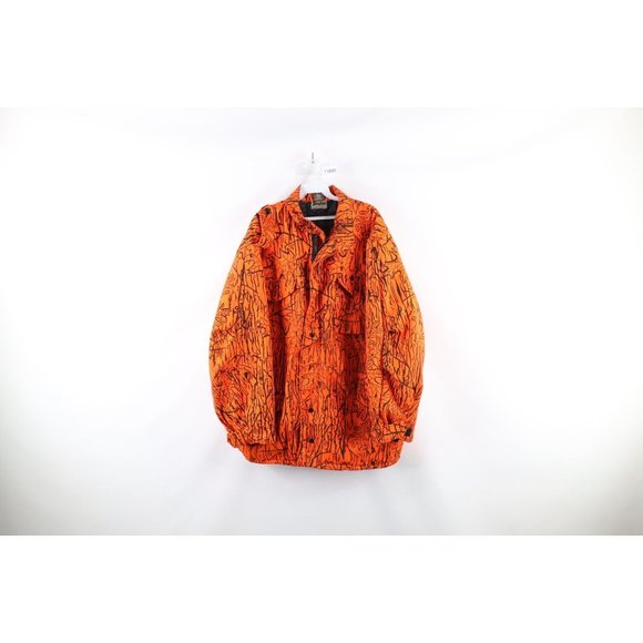 Vintage 90s Smith & Wesson 2XL Insulated Hunting Jacket Blaze Orange Camouflage - Picture 1 of 12